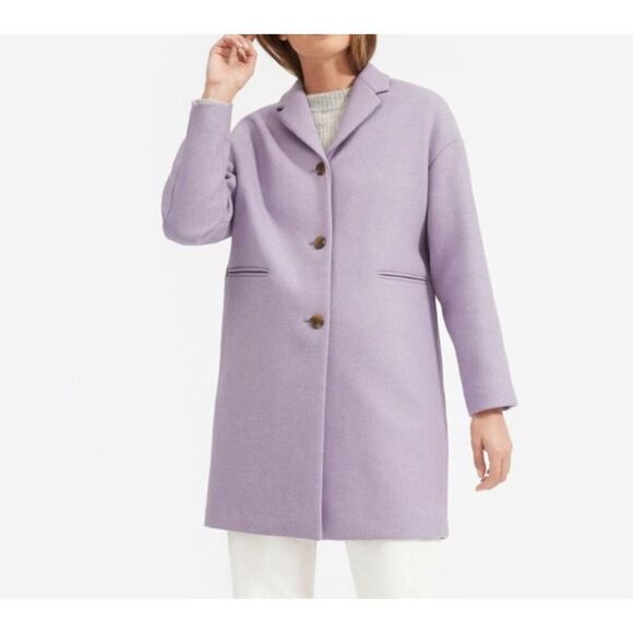 Everlane NWOT Wool Cocoon Coat Lavender Oversize Fit Sz 12 - Picture 1 of 8